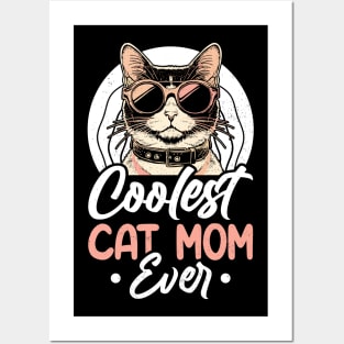 Retro Coolest Cat Mom Ever Pet Lover Vintage Mothers Day Posters and Art